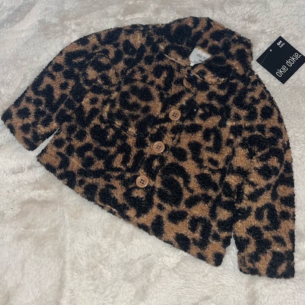 Okie Dokie leopard print jacket - 6 months NWT